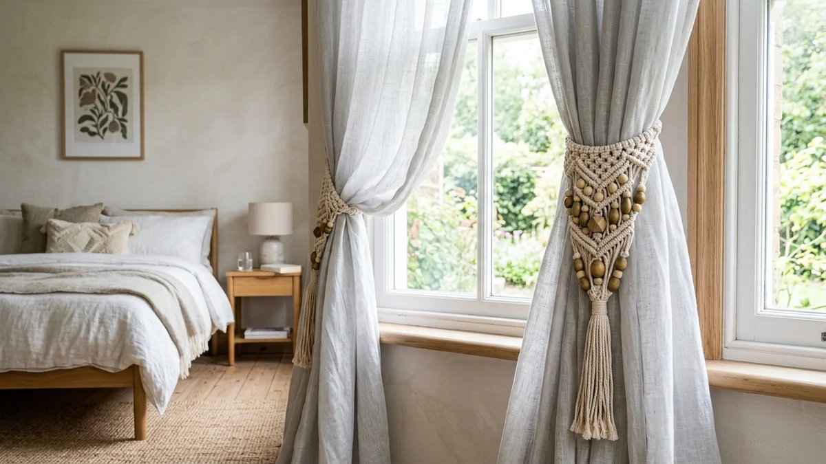 Hand-Braided Macrame Curtain Holdback Pair